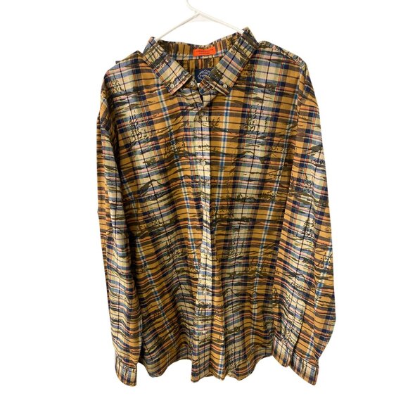 St John's Bay Other - St Johns Bay Mens XXL Comfort Stretch Easy Care Plaid Button-Up Shirt Yellow/Blu